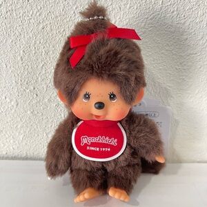 Monchhichi Girl Japan Sekiguchi Plush Toy Keychain Charm 226931 New Doll w/Bib